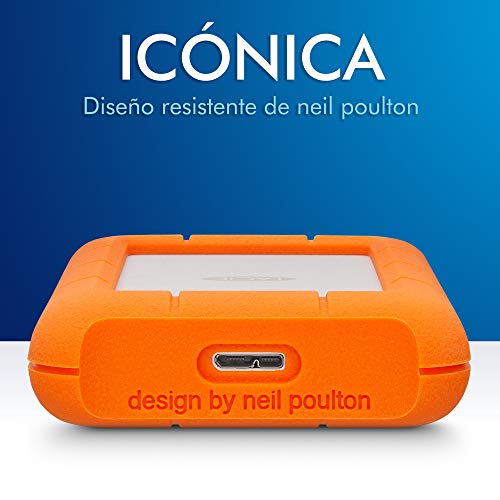 LaCie Rugged Mini USB 3.0, 1 TB, 2.5 Pulgadas, Disco Duro Externo portátil para PC et Mac, Resistente a Golpes y caídas, 2 años servicios Rescue (LAC301558)