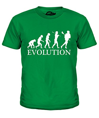 Lacrosse Evolution of Man - Unisex Niños Camiseta - Niño/Niña/Infantil/Bebés - algodón, Efervescente Apple, 100% algodón 100% ringspun, De Niño, 4 Años