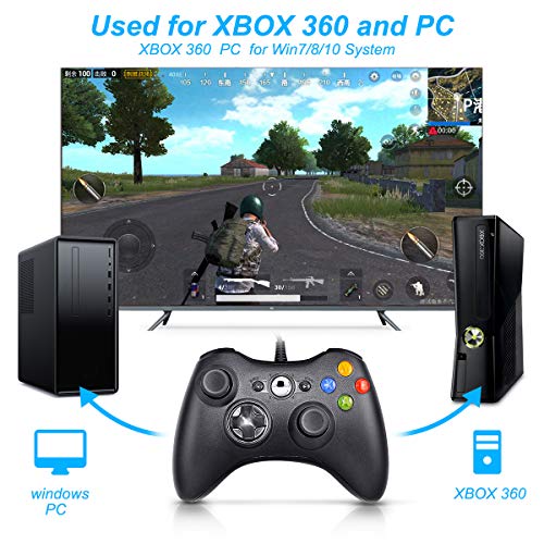Laelr Xbox 360 Controller, USB Wired Game Controller Gamepad Ergonomic Gaming Joystick Xbox 360 Accesorios para Xbox 360 y PC