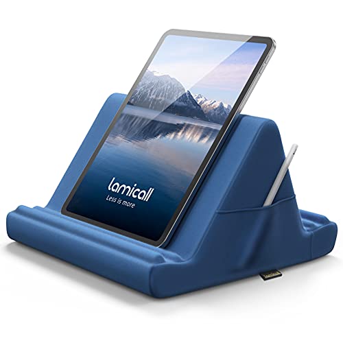 Lamicall Soporte de Almohada para Tablet - Almohada Soporte Sofá Cama para 2021 iPad Pro 9.7, 10.5, 12.9, iPad Air 2 3 4, iPad Mini 1 2 3 4, Switch, Samsung Tab, iPhone, Otras Tablets - Azul