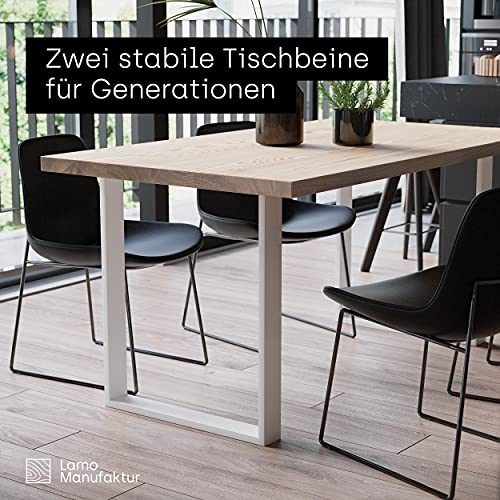 LAMO Manufaktur Patas de Mesa Café, Patas de Banco, Variante Simple Light, Perfil 60x20 mm, 40x43 cm (Ancho x Alto), Blanco, 2 Unidades, LTS-01-E-BB-9016