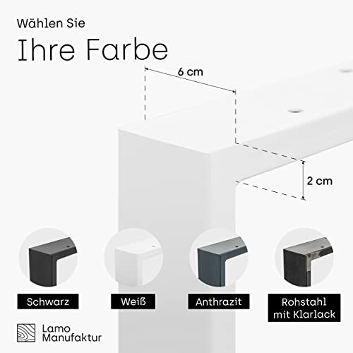 LAMO Manufaktur Patas de Mesa Café, Patas de Banco, Variante Simple Light, Perfil 60x20 mm, 40x43 cm (Ancho x Alto), Blanco, 2 Unidades, LTS-01-E-BB-9016