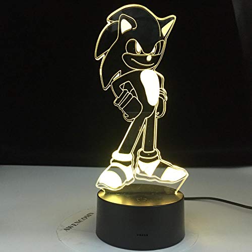 Lámpara De Ilusión 3D Luz De Noche Led Sonic The Hedgehog Base De Abs Con Luz Acrílica Borad Niños Dormitorio Lámpara De Escritorio De Dibujos Animados Regalos De Vacaciones