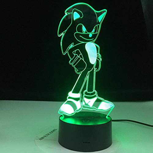 Lámpara De Ilusión 3D Luz De Noche Led Sonic The Hedgehog Base De Abs Con Luz Acrílica Borad Niños Dormitorio Lámpara De Escritorio De Dibujos Animados Regalos De Vacaciones