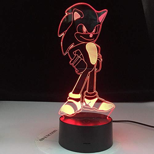 Lámpara De Ilusión 3D Luz De Noche Led Sonic The Hedgehog Base De Abs Con Luz Acrílica Borad Niños Dormitorio Lámpara De Escritorio De Dibujos Animados Regalos De Vacaciones