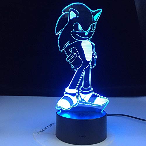 Lámpara De Ilusión 3D Luz De Noche Led Sonic The Hedgehog Base De Abs Con Luz Acrílica Borad Niños Dormitorio Lámpara De Escritorio De Dibujos Animados Regalos De Vacaciones