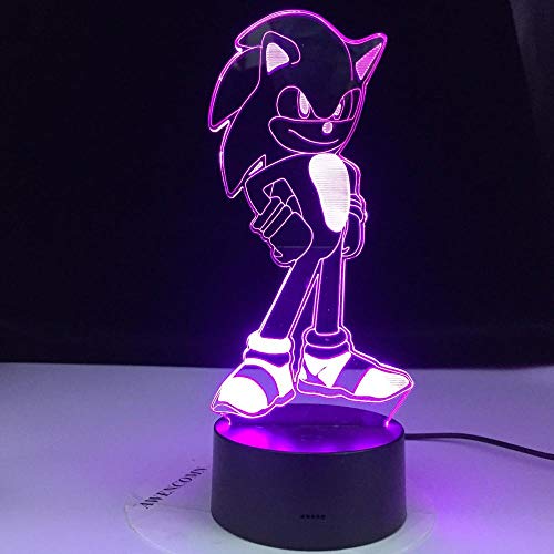 Lámpara De Ilusión 3D Luz De Noche Led Sonic The Hedgehog Base De Abs Con Luz Acrílica Borad Niños Dormitorio Lámpara De Escritorio De Dibujos Animados Regalos De Vacaciones