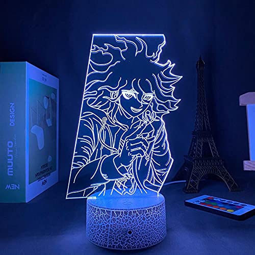 Lámpara de ilusión 3D Mood Led Luz de noche Personajes de dibujos animados Danganronpa V3 Nagito Komaeda Interior decorativo Ideal para la habitación de un niño-Base negra_Sin control remoto