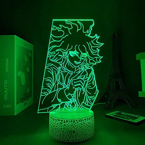 Lámpara de ilusión 3D Mood Led Luz de noche Personajes de dibujos animados Danganronpa V3 Nagito Komaeda Interior decorativo Ideal para la habitación de un niño-Base negra_Sin control remoto
