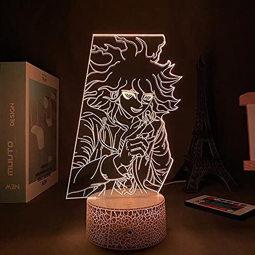 Lámpara de ilusión 3D Mood Led Luz de noche Personajes de dibujos animados Danganronpa V3 Nagito Komaeda Interior decorativo Ideal para la habitación de un niño-Base negra_Sin control remoto