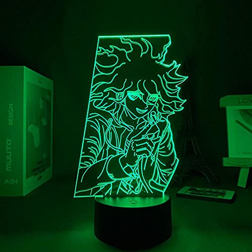 Lámpara de ilusión 3D Mood Led Luz de noche Personajes de dibujos animados Danganronpa V3 Nagito Komaeda Interior decorativo Ideal para la habitación de un niño-Base negra_Sin control remoto
