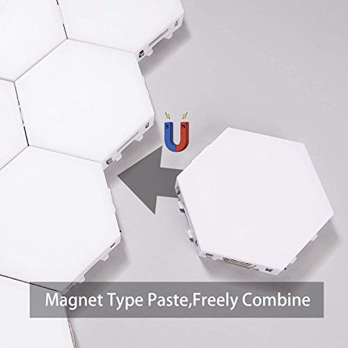 Lámpara hexagonal creativa Geometría LED Iluminación sensible al tacto Las lámparas LED se aplican a la pared para el interior del dormitorio Baño Aplique (blanco frío 3 piezas)