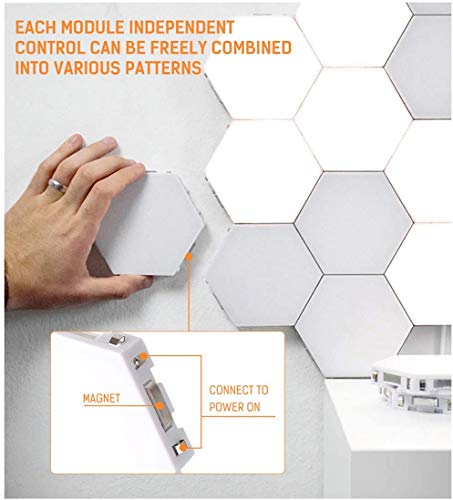 Lámpara hexagonal creativa Geometría LED Iluminación sensible al tacto Las lámparas LED se aplican a la pared para el interior del dormitorio Baño Aplique (blanco frío 3 piezas)