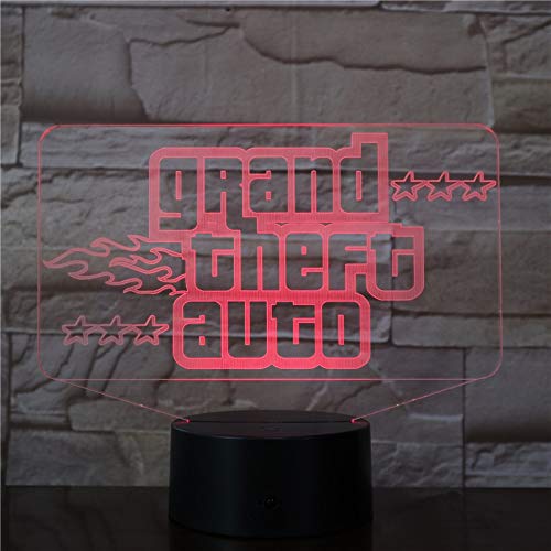 Lampara LED Grand Theft Auto GTA Logo Cambia Color USB Luz Nocturna