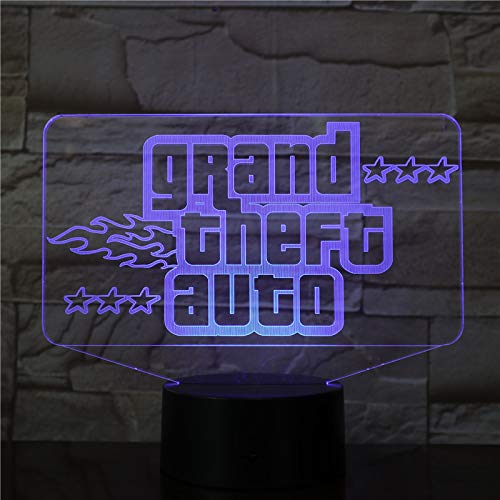 Lampara LED Grand Theft Auto GTA Logo Cambia Color USB Luz Nocturna