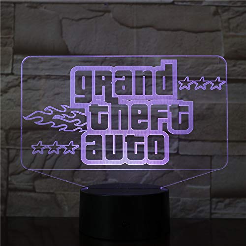 Lampara LED Grand Theft Auto GTA Logo Cambia Color USB Luz Nocturna