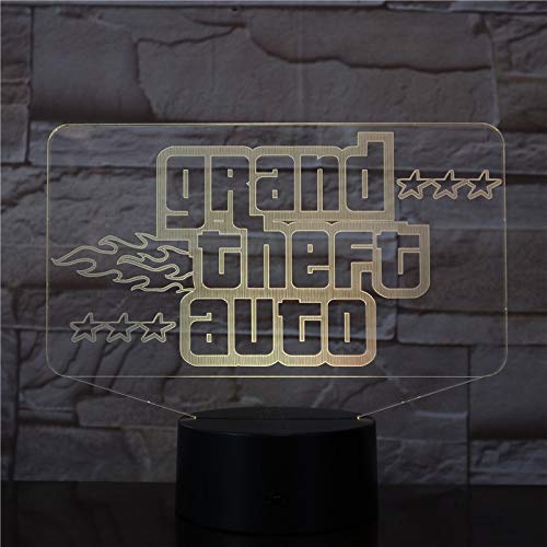 Lampara LED Grand Theft Auto GTA Logo Cambia Color USB Luz Nocturna