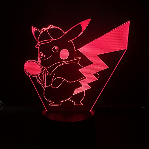 Lampara LED Videojuego Pokémon Detective Pikachu Cambia Color USB Luz nocturna y decoración