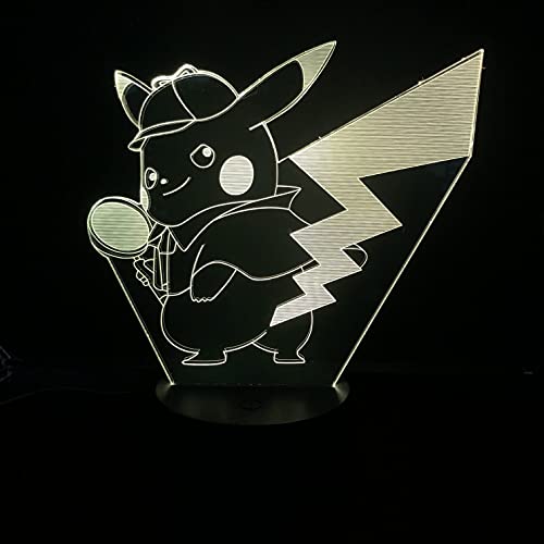 Lampara LED Videojuego Pokémon Detective Pikachu Cambia Color USB Luz nocturna y decoración