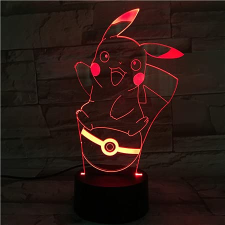 Lampara LED Videojuego Pokémon Pikachu Pokéball Cambia Color USB Luz nocturna y decoración