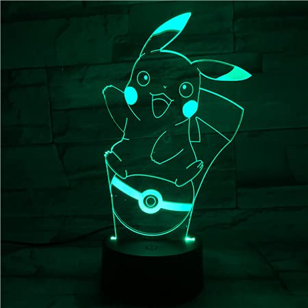 Lampara LED Videojuego Pokémon Pikachu Pokéball Cambia Color USB Luz nocturna y decoración