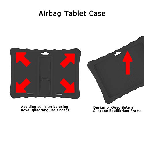 LAMZIEN Fundas para Tableta,Ajuste de múltiples ángulos,anticolisión,Funda de silicona en para LAMZIEN SANNUO Dragon Touch BEISTA YOTOPT,etc.tableta Android de 10/10.1 pulgadas,Negro