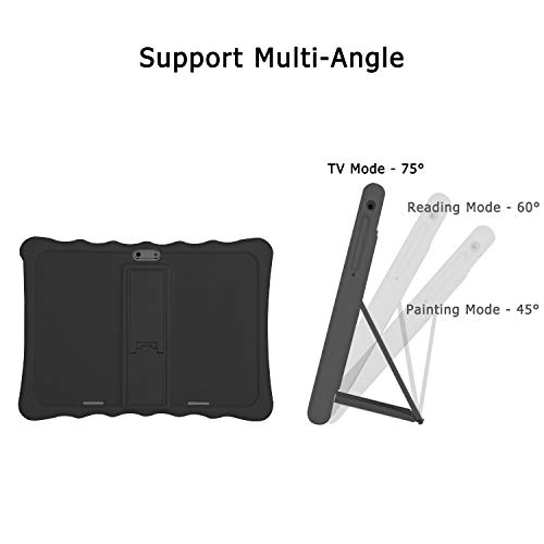 LAMZIEN Fundas para Tableta,Ajuste de múltiples ángulos,anticolisión,Funda de silicona en para LAMZIEN SANNUO Dragon Touch BEISTA YOTOPT,etc.tableta Android de 10/10.1 pulgadas,Negro