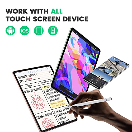 Lapiz para Tablet, Hommie Lapiz iPad para 2010-2021, con Tapa Magnético, Lapiz para Tablet de 1.5mm POM, Lapiz Capacitivo con Guantes de Palma Rejection, Stylus Pen para iPad, Móvil, Tableta, 2 Puntas