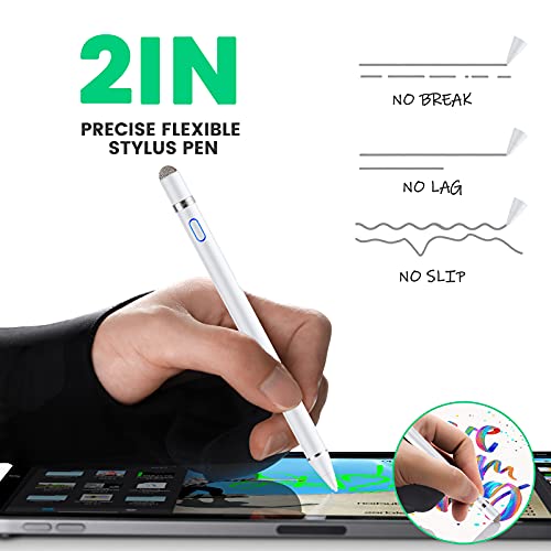 Lapiz para Tablet, Hommie Lapiz iPad para 2010-2021, con Tapa Magnético, Lapiz para Tablet de 1.5mm POM, Lapiz Capacitivo con Guantes de Palma Rejection, Stylus Pen para iPad, Móvil, Tableta, 2 Puntas