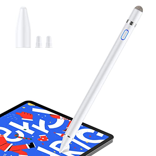 Lapiz para Tablet, Hommie Lapiz iPad para 2010-2021, con Tapa Magnético, Lapiz para Tablet de 1.5mm POM, Lapiz Capacitivo con Guantes de Palma Rejection, Stylus Pen para iPad, Móvil, Tableta, 2 Puntas