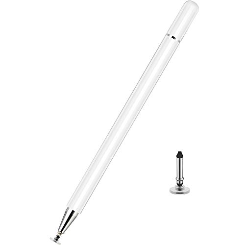 Lápiz Stylus Capacitivo para Pantallas Táctiles, 1 Piezas Puntero Lápiz Óptico de Disco Universal Compatible con la Mayoría de los Dispositivos Inteligentes (Blanco)
