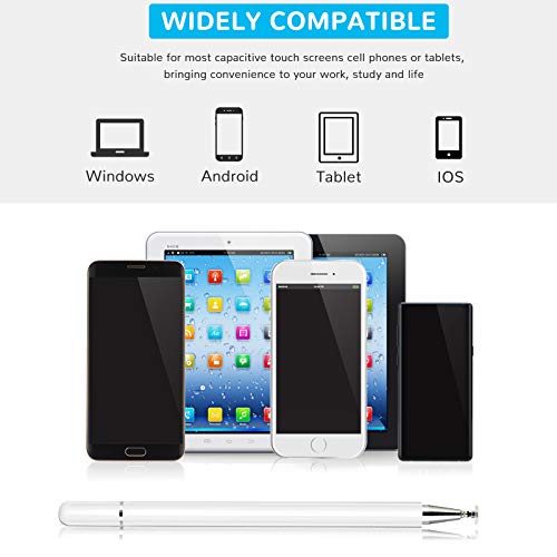 Lápiz Stylus Capacitivo para Pantallas Táctiles, 1 Piezas Puntero Lápiz Óptico de Disco Universal Compatible con la Mayoría de los Dispositivos Inteligentes (Blanco)