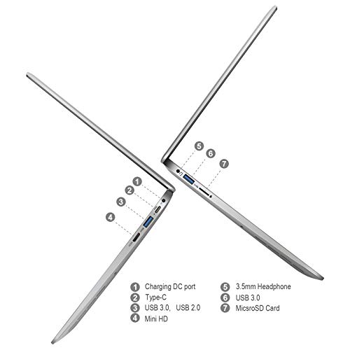 Laptop de 14.1 Pulgadas 6GB RAM 64GB SSD ROM MEBERRY Windows 10 Laptop PC Laptop con 128GB Ampliable | HDMI Bluetooth 4.0 | Aux 3,5 mm | USB 3.0/2.0, Gris