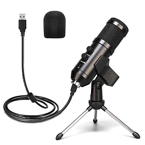 Larkotech Micrófono de PC, micrófono de Condensador, micrófono de Condensador USB, Soporte de Escritorio, micrófono USB Plug and Play, Utilizado para podcasts, reproducción de Voz y Multimedia