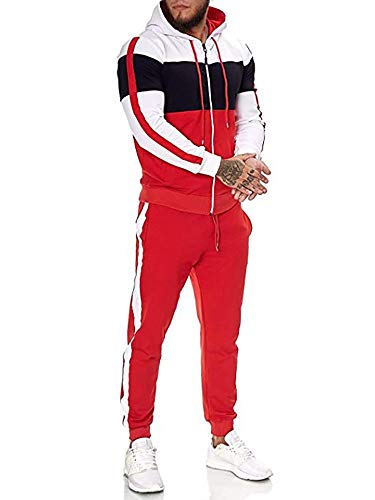 LAYAN-B Conjunto de ropa deportiva con cremallera y capucha para hombre Conjunto de ropa de salón de gimnasio de manga larga parte superior Jogger inferior Causal Sport Pantalones Chándales