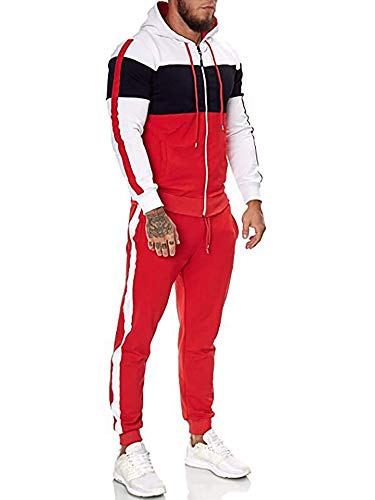 LAYAN-B Conjunto de ropa deportiva con cremallera y capucha para hombre Conjunto de ropa de salón de gimnasio de manga larga parte superior Jogger inferior Causal Sport Pantalones Chándales