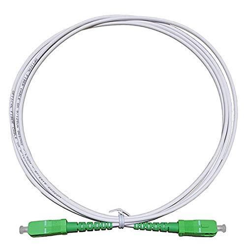LAZY SPORTS Fiber óptica Cable SC/APC a SC/APC monomodo simplex 9/125,Operadores Movistar Jazztel Vodafone Orange Amena Masmovil Yoigo (Blanco 3M)