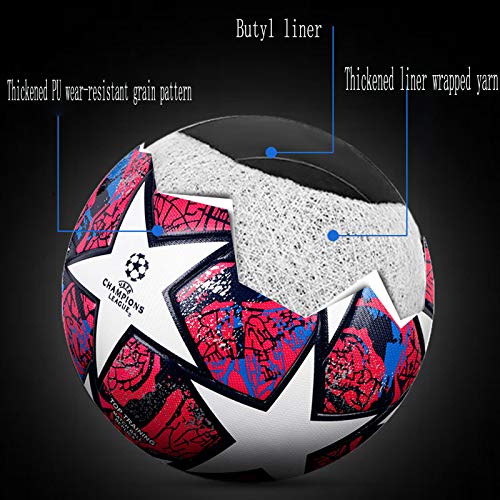 LDLXDR Balones de fútbol de competición- Pelota de Entrenamiento de tamaño Completo 5 4 Adultos, niños de Secundaria, Club Profesional, Juegos de Interior y Exterior, 5,5