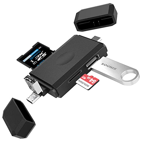 Lector de tarjetas SD, USB 3.0/Micro USB/Tipo C, función OTG, soporte Flash Drive/SD/Micro SD, compatible con Mac, Windows, Android, PC, portátil, Smartphone