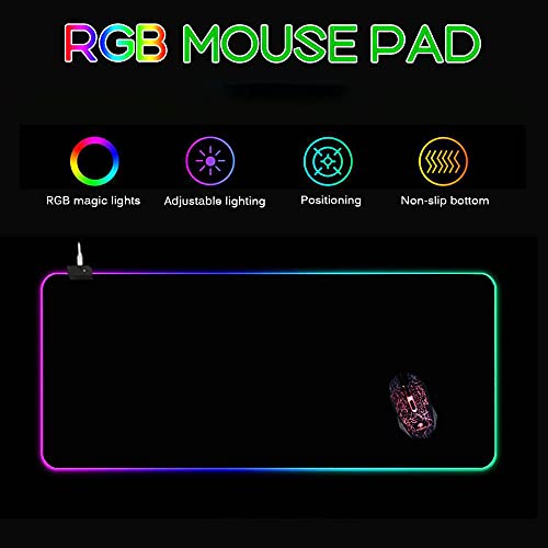 LED XXL RGB Alfombrillas de ratón para Juegos Tales of Arise Locking Edge Large Cute Desk Keyboard Mat Gamer PC Laptop 31.5X11.8 Pulgadas