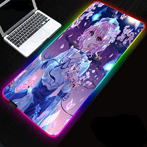 LED XXL RGB Alfombrillas de ratón para Juegos Tales of Arise Locking Edge Large Cute Desk Keyboard Mat Gamer PC Laptop 31.5X11.8 Pulgadas
