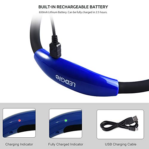 LEDGLE Neck Book Light Lámpara de Lectura LED Recargable, Manos Libres, 4 bombillas LED, 4 Brillo Ajustable, Cable USB Incluido para Leer en la Cama o Leer en el Coche