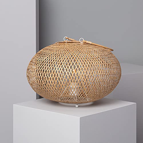 LEDKIA LIGHTING Lámpara de Mesa Guilin 310xØ380 mm Natural E27 Casquillo Gordo Ratán Decoración Salón, Habitación, Dormitorio