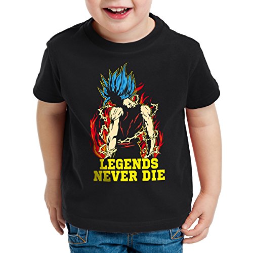 Legends Never Die - Goku Blue God Modo Camiseta para Niños T-Shirt, Talla:128