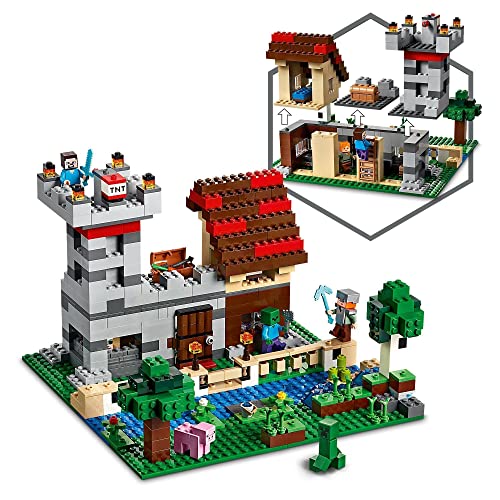LEGO 21161 Minecraft Caja Modular 3.0, Juguete de Construcción, Castillo Fortaleza Granja Set con Figuras de Steve, Alex y Creeper