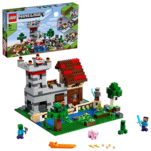 LEGO 21161 Minecraft Caja Modular 3.0, Juguete de Construcción, Castillo Fortaleza Granja Set con Figuras de Steve, Alex y Creeper