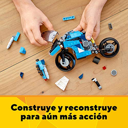 LEGO 31114 Creator 3en1 Supermoto, Moto Clásica o Voladora, Juguete de Construcción para Niños 8 Años, Idea de Regalo Creativa