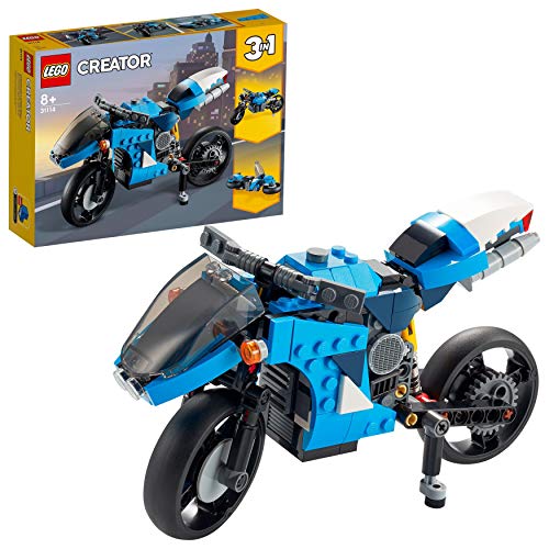 LEGO 31114 Creator 3en1 Supermoto, Moto Clásica o Voladora, Juguete de Construcción para Niños 8 Años, Idea de Regalo Creativa