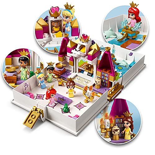 LEGO 43193 Disney Cuentos e Historias: Ariel, Bella, Cenicienta y Tiana, Castillo de Juguete con 4 Micro Muñecas