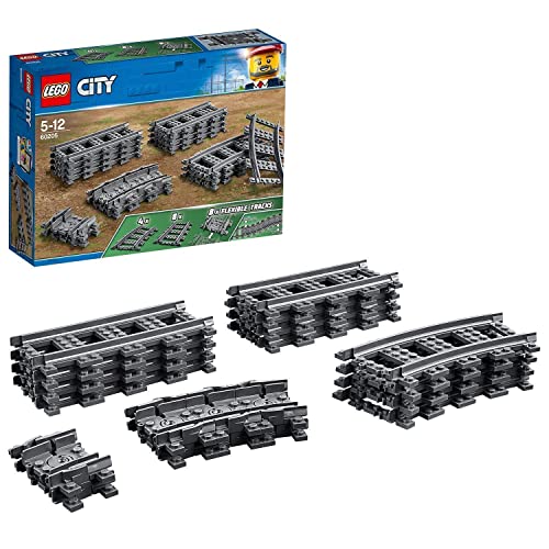 LEGO 60205 City Vías Juguete de Construcción con 8 Tramos de Vía Rectos, 4 Curvos y 8 Flexibles
